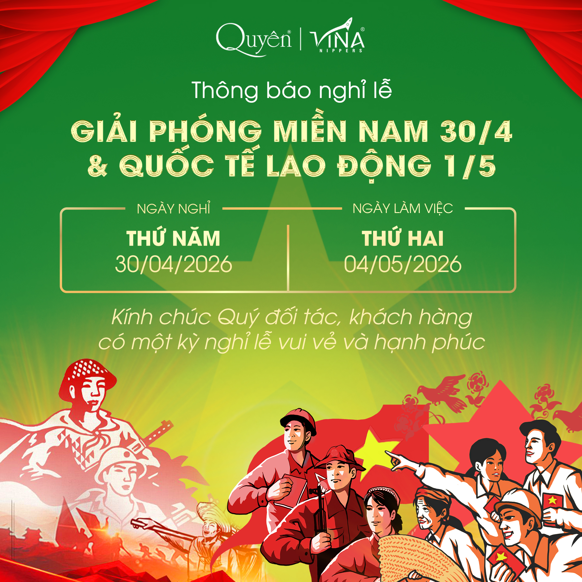 Lịch nghỉ lễ 30.04 & 01.05