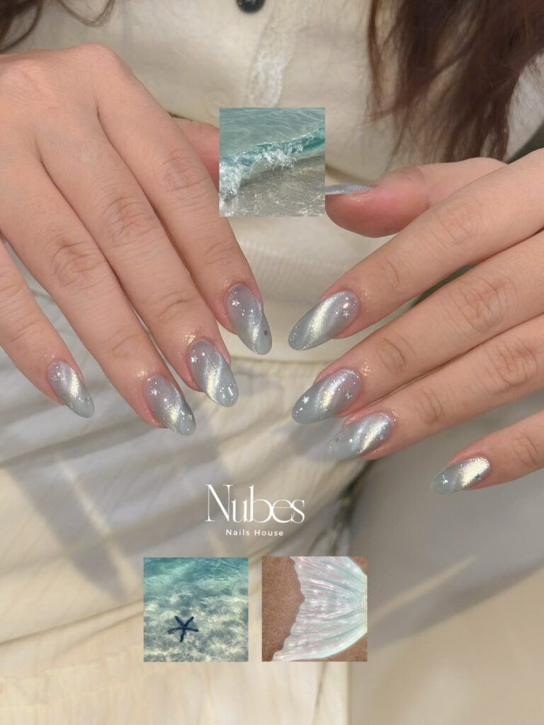 Mẫu Nail Ombre Màu Biển
