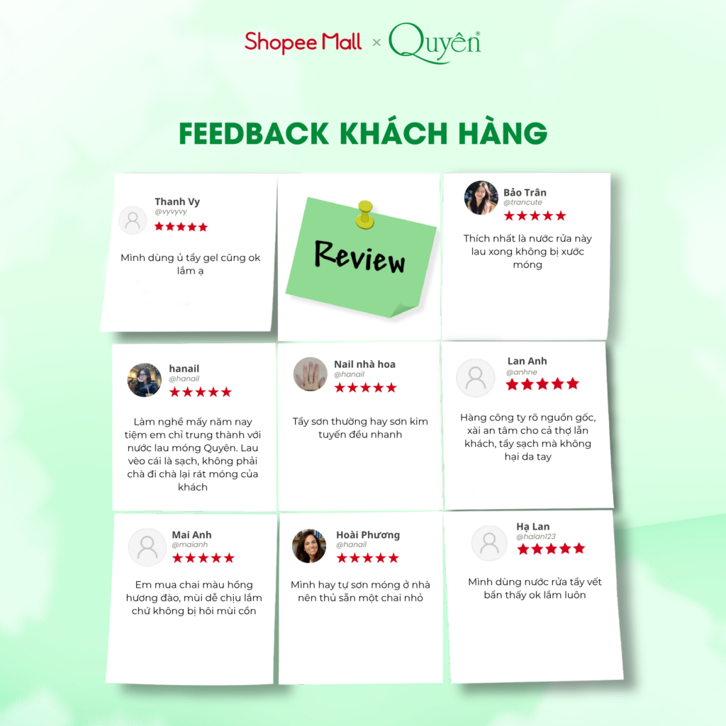 Khách hàng nói gì khi sử dụng nước rửa móng tay Quyên