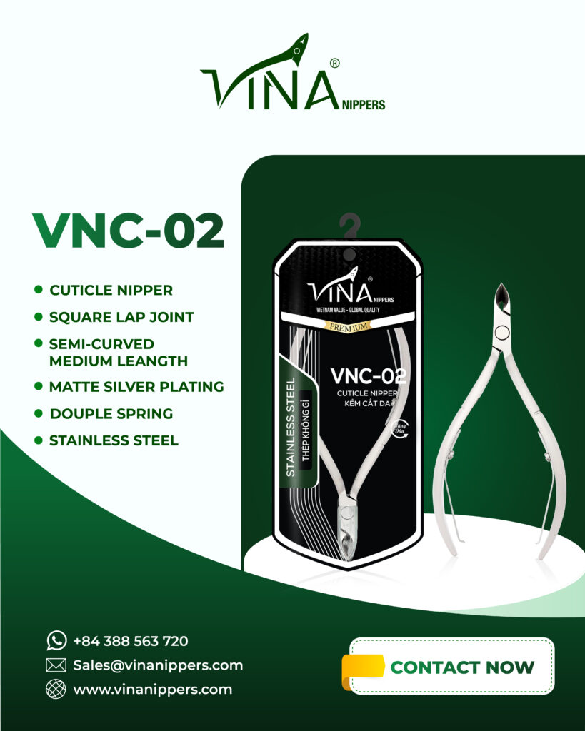 Kềm Cắt Da VNC-02 Xi Xám Mang Vuông 2 Chống