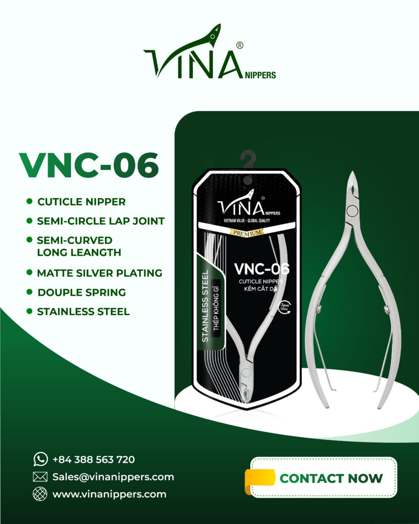 Kềm Cắt Da VNC-06 Xi Xám Mang Bán Nguyệt 2 Chống