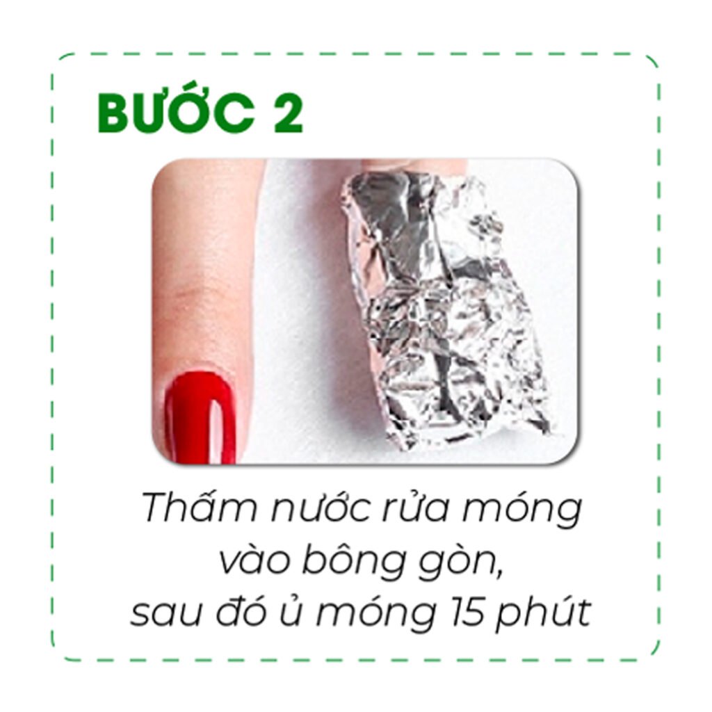 Bước 2 - Thấm Acetone Vào Bông Và Đặt Lên Móng