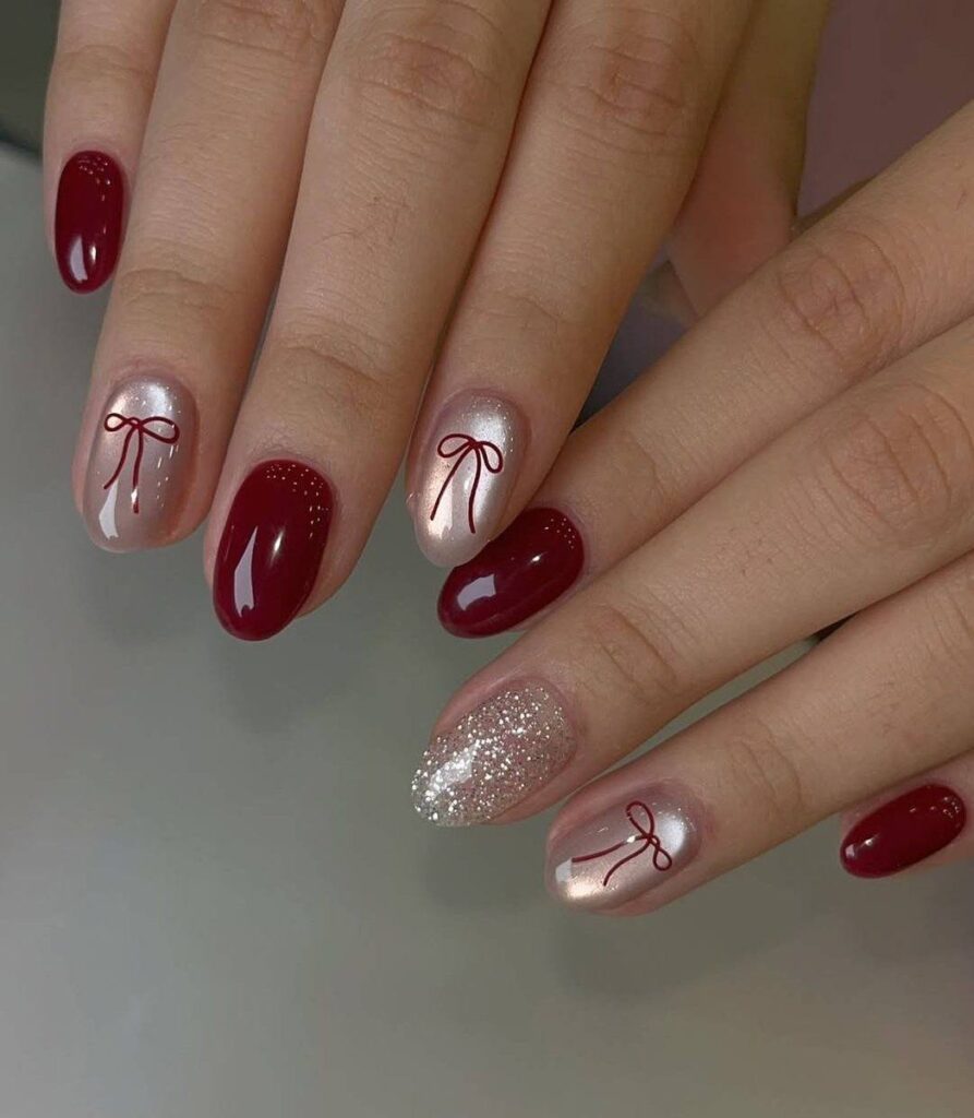 Nail Đỏ Ánh Nhũ / Kim Tuyến