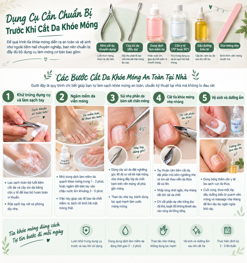 Các Bước Cắt Da Khóe Móng An Toàn Tại Nhà