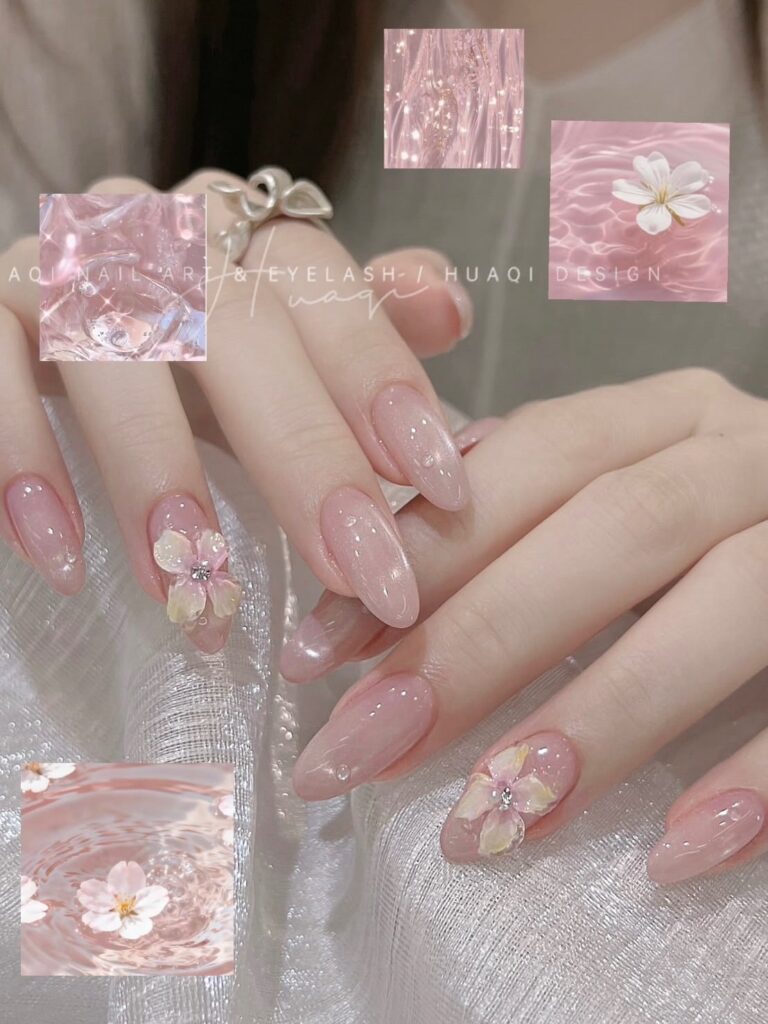 Mẫu nail 20/10 họa tiết hoa