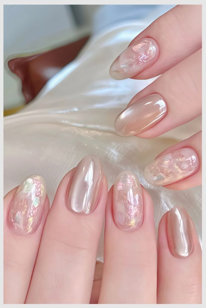 Mẫu nail 20/10 tráng gương hiện đại